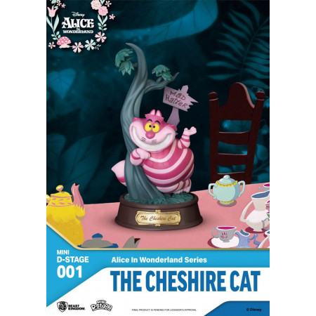 Alice in Wonderland Mini Diorama Stage PVC socha The Cheshire Cat 10 cm